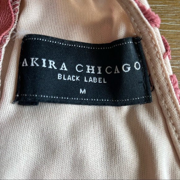 Akira Chicago Black Label High Neck Pink & Nude Lace Body-Con Dress Size Medium - Picture 8 of 14